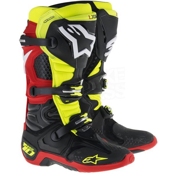 Мотоботы Alpinestars Tech 10 Black Yell Flu Red